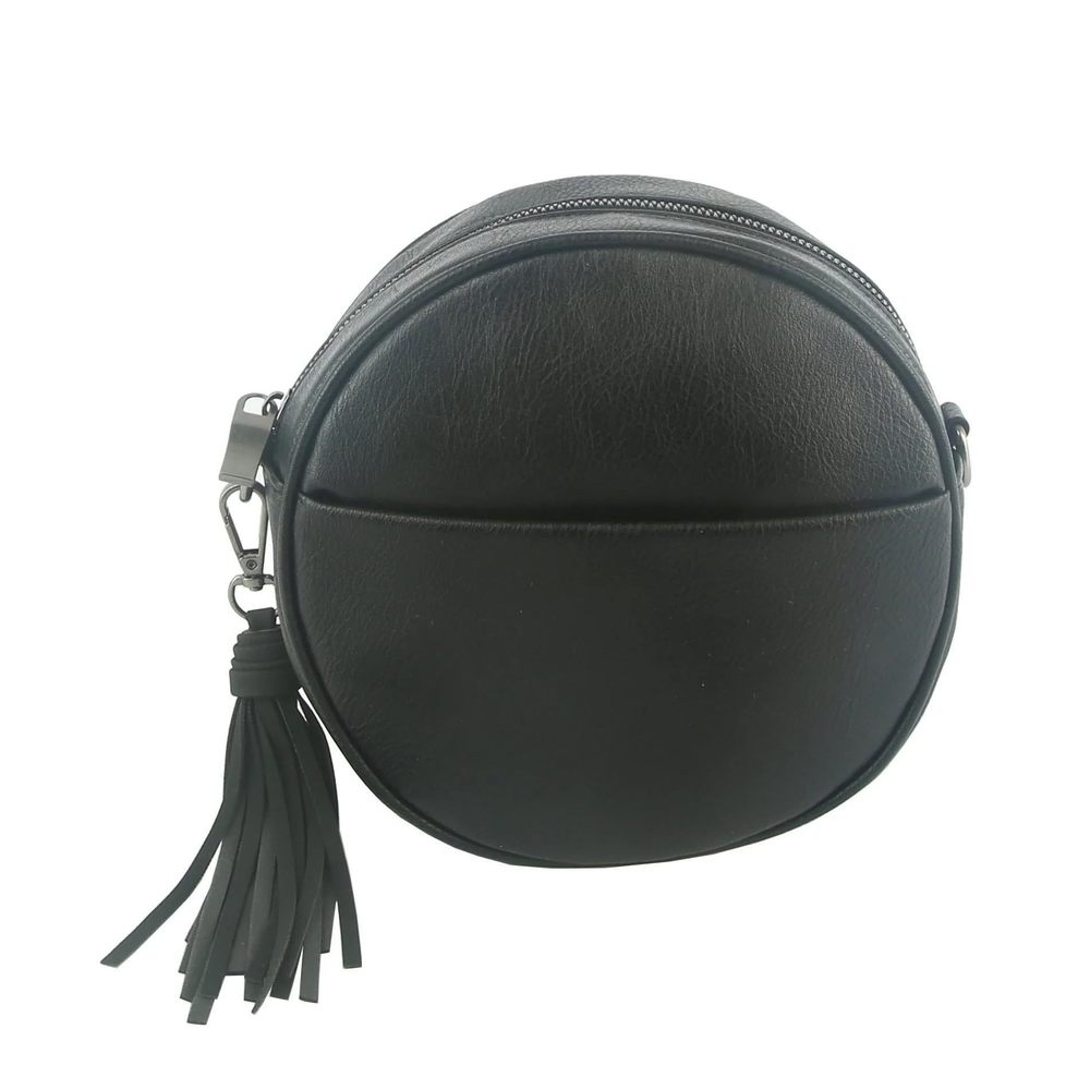 Le Miel Mini Round Tassel Charm Vegan Leather Crossbody Shoulder Sling Bag c: